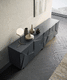 contemporary sideboard / matte lacquered wood / metal / custom