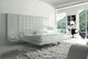 double bed / contemporary / with bedside table / leather