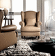 classic armchair / leather / wing / bergere