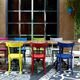 contemporary chair / garden / beech / contract