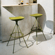contemporary bar stool / leather / polypropylene / steel base