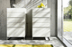 contemporary chiffonier / oak / lacquered wood / white