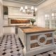 classic kitchen / lacquered wood / island