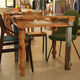 original design dining table / glass / iron base / solid wood base