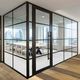 removable partition / glazed / for offices / transparent