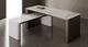 modern table / wood veneer / stone / wooden base