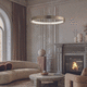 pendant lamp / metal / crystal / oak