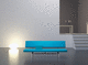 contemporary upholstered bench / leather / with backrest / blue