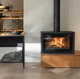 wood heating stove / 7.5 kW / free-standing / central