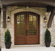 entry door / wooden / swing / semi-glazed