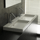 countertop washbasin / ceramic / double / rectangular
