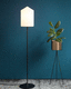 floor-standing lamp / steel / glass / contemporary