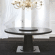 contemporary table / wooden / glass / wooden base