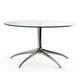contemporary coffee table / glass / steel / round
