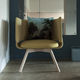 contemporary armchair / leather / fabric / beech