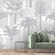 contemporary wallpaper / floral motif / gray / white