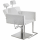 contemporary armchair / leather / stainless steel / with footrest