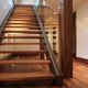 straight staircase / wooden step / steel frame / contemporary