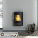 wood heating stove / wall-mounted / contemporary / metal