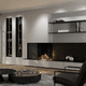 closed gas hearth / double-sided / steel / glass