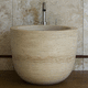 countertop washbasin / travertine / customizable / round