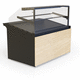contemporary display case / glass / wooden / steel