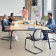 contemporary boardroom table / wooden / metal base / rectangular