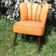 traditional armchair / leather / beech / handmade