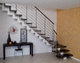 quarter-turn staircase / wooden step / steel frame / contemporary