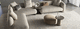 contemporary coffee table / metal / leather / stone
