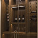commercial wine cabinet / free-standing / walnut / glazed
