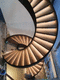 helical staircase / wooden step / stainless steel frame / commercial