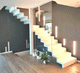 quarter-turn staircase / wooden step / home / indoor