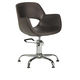 leather beauty salon chair / with reclining back / with hydraulic pump / brown