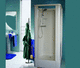 stainless steel shower cubicle / with hinged door / rectangular