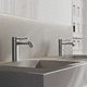 bathroom sink mixer tap / deck mounted / chromed metal / brushed stainless steel
