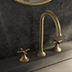 double-handle washbasin mixer tap / countertop / metal / bathroom