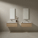 double washbasin cabinet / wall-hung / oak / solid wood