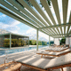 wall-mounted pergola / self-supporting / aluminum / with mobile slats