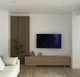 contemporary TV wall unit / oak / zebrano / with shelves
