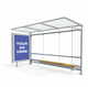 steel bus shelter / plywood / tempered glass / with bench