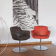 contemporary chair / indoor / leather / chromed metal base