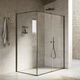 walk-in shower cubicle / glass / aluminum / with hinged door