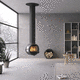 wood heating stove / 5 kW...10 kW / hanging / 3-sided