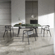 contemporary dining table / wooden / glass / ceramic