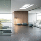 removable partition / sliding / with glass panel / double-glazed