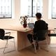contemporary work table / oak / wooden base / rectangular
