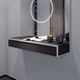 contemporary sideboard table / wood veneer / leather / rectangular