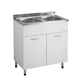 double kitchen sink / with drainboard / stainless steel / undermount