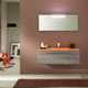 wall-hung washbasin cabinet / brass / contemporary / with door